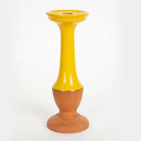 Κηροπήγιο Κεραμικό 752-25010 9,8x9,8x26,7cm Terracotta-Yellow Estheti Home Κεραμικό