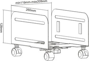 POWERTECH βάση PC PT-1329 με ροδάκια, universal, μεταλλική, έως 10kg