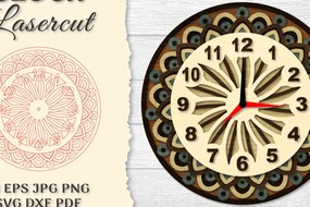 Intra απο ξύλο plywood 3mm-4mm πάχος - Ρολόι Mandala Lasercut Δίασταση 30x30 cm INTRAFABR-120626395