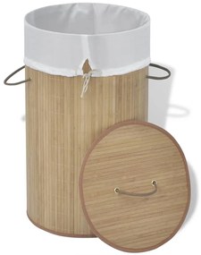 vidaXL 242723  Bamboo Laundry Bin Round Natural