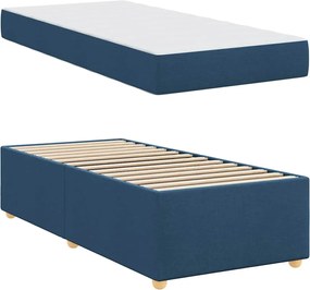 vidaXL Σκελετός Κρεβατιού με στρώμα Μπλε 100 x 200 cm ύφασμα