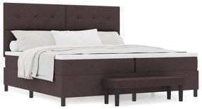vidaXL Κρεβάτι με Στρώμα & Πάγκο Σκούρο Καφέ 200x200 εκ Ύφασμα