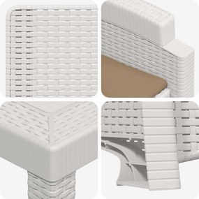 vidaXL Σέτ φαγητού για κήπο 9 τμχ. Λευκό και Taupe 200 cm PP