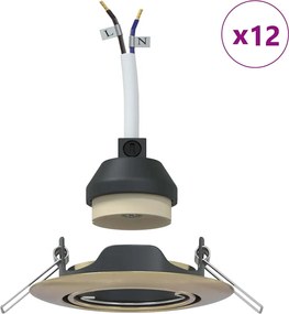 vidaXL Σποτ 12 pcs Ορείχαλκος 9 x 9 x 2.5 εκ. Μέταλλο