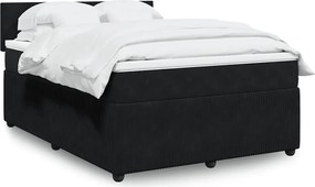 vidaXL Κρεβάτι Boxspring με Στρώμα Μαύρο 140x190 εκ. Βελούδινο