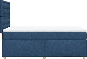 vidaXL Κρεβάτι Boxspring με Στρώμα Μπλε 90x200 εκ.Υφασμάτινο