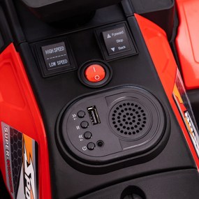 HOMCOM Ηλεκτρικό Τετράτροχο για Παιδιά, μέγιστο 4 km/h, από 3 ετών, προβολείς LED, σύνδεση μουσικής, μαύρο+κόκκινο 88 x 45 x 50 cm