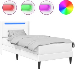 vidaXL Σκελετός κρεβατιού με στρώμα Λευκό 90 x 190 cm Τεχνητό Δέρμα