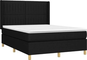 vidaXL Κρεβάτι Boxspring με Στρώμα &amp; LED Μαύρο 140x190 εκ. Υφασμάτινο