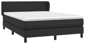 vidaXL Κρεβάτι Boxspring με Στρώμα Μαύρο 140x200εκ.από Συνθετικό Δέρμα