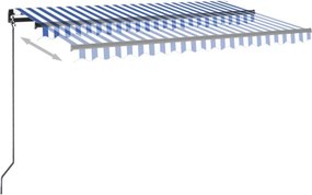 vidaXL Τέντα Συρόμενη Αυτόματη Μπλε / Λευκό 400 x 350 εκ.