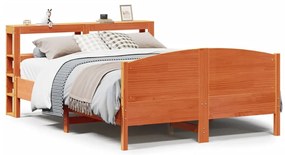 vidaXL Σκελετός Κρεβ. Χωρίς Στρώμα Καφέ Κεριού 135x190 εκ Μασίφ Πεύκο