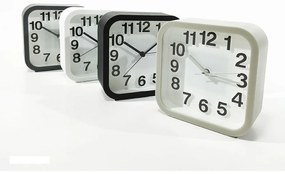 Ξυπνητήρι Τετράγωνο Λευκό/Μαύρο/Γκρι Πλαστικό 13x13cm Σε 4 Χρώματα
