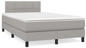 Κρεβάτι Boxspring με Στρώμα Ανοιχτό Γκρι 120x190 εκ. Υφασμάτινο - Γκρι