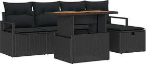 vidaXL Σετ Καναπέ Κήπου 6 pcs Μαύρο συνθετικό ρατάν