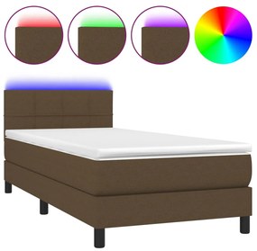 ΚΡΕΒΑΤΙ BOXSPRING ΜΕ ΣΤΡΩΜΑ &amp; LED ΣΚ.ΚΑΦΕ 90X200 ΕΚ. ΥΦΑΣΜΑΤΙΝΟ 3133128