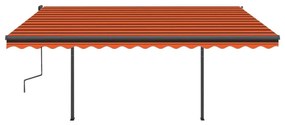 Τέντα Συρόμενη Χειροκίνητη με LED Πορτοκαλί / Καφέ 4,5x3 μ. - Πολύχρωμο