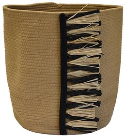 Καλάθι Με Κρόσια 00.06.67603 38x43cm Black-Natural Cotton,Wicker