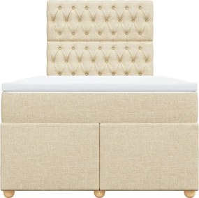 vidaXL Κρεβάτι Boxspring με Στρώμα Κρεμ 120x190 εκ. Υφασμάτινο