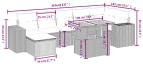 vidaXL Σαλόνι Κήπου Σετ 8 Τεμαχίων Γκρι Συνθετικό Ρατάν με Μαξιλάρια