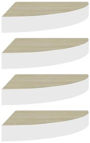 vidaXL Ράφια Τοίχου Γωνιακά 4 τεμ. Δρυς/Λευκό 35x35x3,8 εκ από MDF