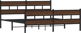 vidaXL Σκελετός Κρεβ. Χωρίς Στρώμα Καφέ Δρυς 183x213 εκ. Μεταλλικό