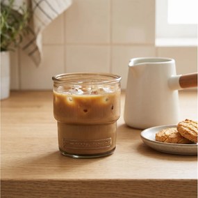 ΠΟΤΉΡΙΑ ΠΟΤΗΡΙ GLASS DROPS RIBBED 9CM 300CC CINNAMON
