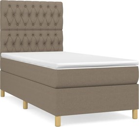 vidaXL Κρεβάτι Boxspring με Στρώμα Taupe 90x190 εκ.Υφασμάτινο