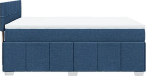 vidaXL Κρεβάτι Boxspring με Στρώμα Μπλε 160x200 εκ. Υφασμάτινο