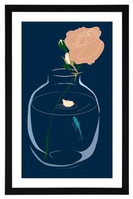 Αφίσα με παρπαστού Ρομαντικό λουλούδι σε βάζο - 20x30 silver