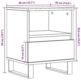 Κομοδίνο τεχνίτης Δρυς 40x35x50 εκ. από Επεξεργασμένο Ξύλο - Καφέ