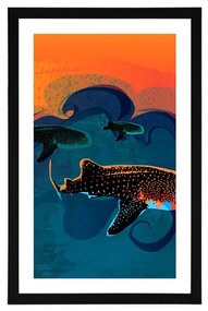 Αφίσα με παρπαστού Θάλασα γεμάτη ψάρια - 60x90 black