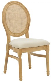 263-000032 Καρέκλα Canco pakoworld φυσικό rubberwood-φυσικό rattan 50x55x98εκ RUBBERWOOD-RATTAN-FABRIC CUSHION NATURAL, 1 Τεμάχιο