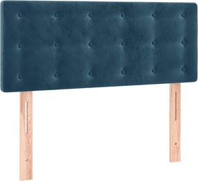 vidaXL Κρεβάτι Boxspring με Στρώμα Σκούρο Μπλε 100x200 εκ. Βελούδινο