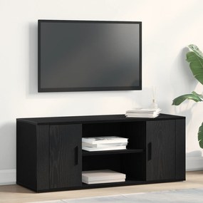 vidaXL Κονσόλα Τηλεόρασης Μαύρο Δρυς 100x35x40 εκ Επεξεργασμένο Ξύλο
