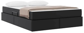 vidaXL Κρεβάτι με αποθηκευτικό χώρο και στρώμα Μαύρο 140 x 190 cm