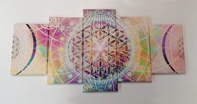 Εικόνα 5 μερών Mandala σε ένα ενδιαφέρον σχέδιο - 100x50