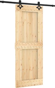 vidaXL Συρόμενη Πόρτα Φυσικό και Μαύρο 80 x 210 cm