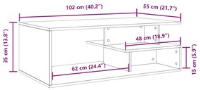 Τραπεζάκι Σαλονιού Καπνιστή Δρυς 102x55x35 εκ. Επεξεργασμ. Ξύλο - Καφέ