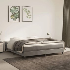 Κρεβάτι Boxspring με Στρώμα Ανοιχτό Γκρι 160x200 εκ. Βελούδινο - Γκρι