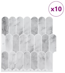 vidaXL Διακοσμητικά Αυτοκόλλητα 10 pcs Γκρι Μάρμαρο 30 x 30 x 0,8 εκ