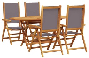 vidaXL Σέτ φαγητού για κήπο 5 pcs Ανθρακί Μασίφ ξύλο ακακίας
