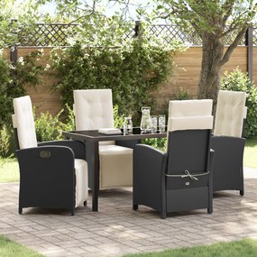 vidaXL Σετ Κήπου  5 Τεμαχίων με Μαξιλάρια, Μαύρο Poly Rattan