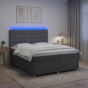 vidaXL Κρεβάτι box spring με στρώμα Σκούρο Γκρι 200 x 200 cm Ύφασμα