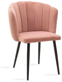 Chair Esme metal black legs - velvet in pink color 61x55x84 εκ.