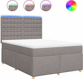 vidaXL Κρεβάτι Boxspring με Στρώμα Taupe 140x190 εκ. Υφασμάτινο