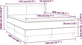 vidaXL Κρεβάτι Boxspring με Στρώμα Κρεμ 140x200εκ. από Συνθετικό Δέρμα