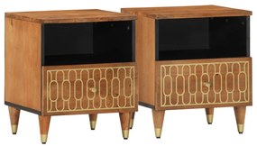 vidaXL Κομοδίνα 2 τεμ. 40 x 33 x 46 εκ. από Μασίφ Ξύλο Μάνγκο