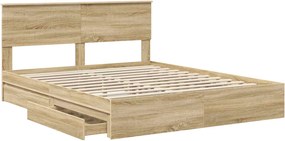 vidaXL Κρεβάτι Αποθήκης Δρύς Sonoma 160 x 200 cm Επεξεργασμένο ξύλο