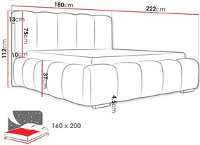 Επενδυμένο κρεβάτι Wizko-Beige-160 x 200